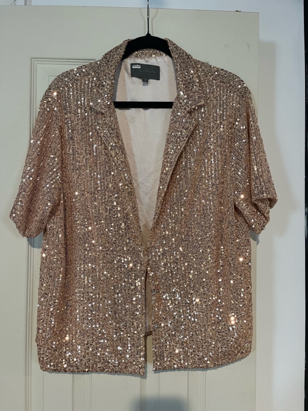 Sunday in Brooklyn Rose Gold Sequin Short Sleeve Blazer